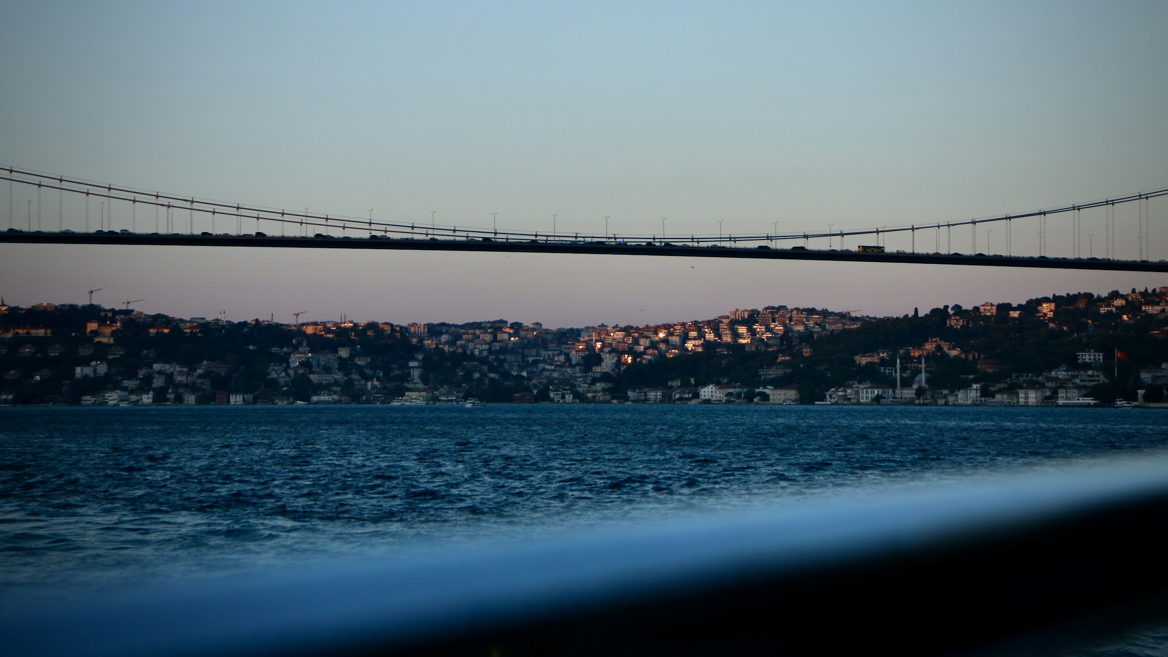 Bridge over the Bosphorus and the Istanbul skyline at dusk, a backdrop for Turkey crypto adoption
